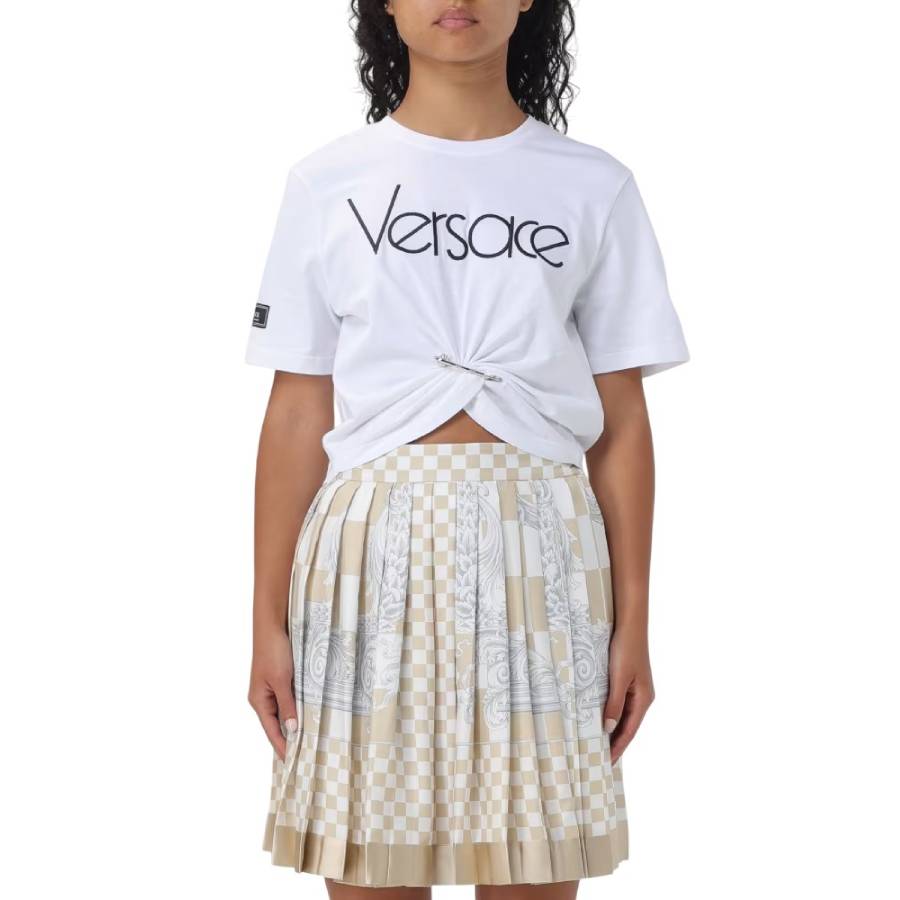 

Футболка с логотипом Versace Safety Pin 1978, белый/черный