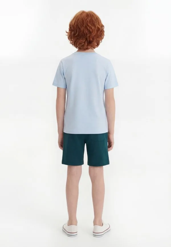 Футболка с логотипом stacked, шорты, спортивный костюм New Balance, Oxford Blue — фото 2