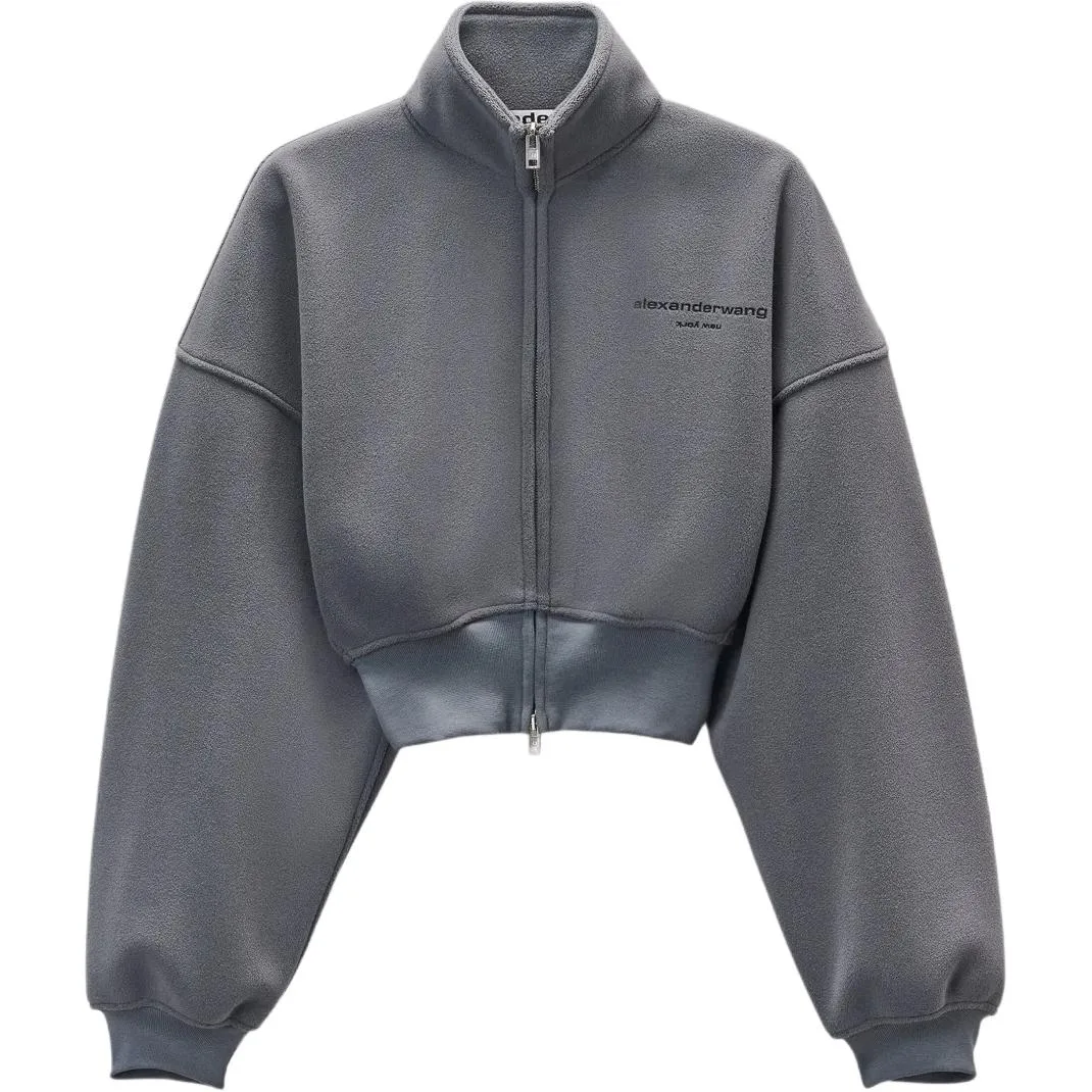 Застегивающийся на молнию укороченный свитшот Alexander Wang, charcoal серый