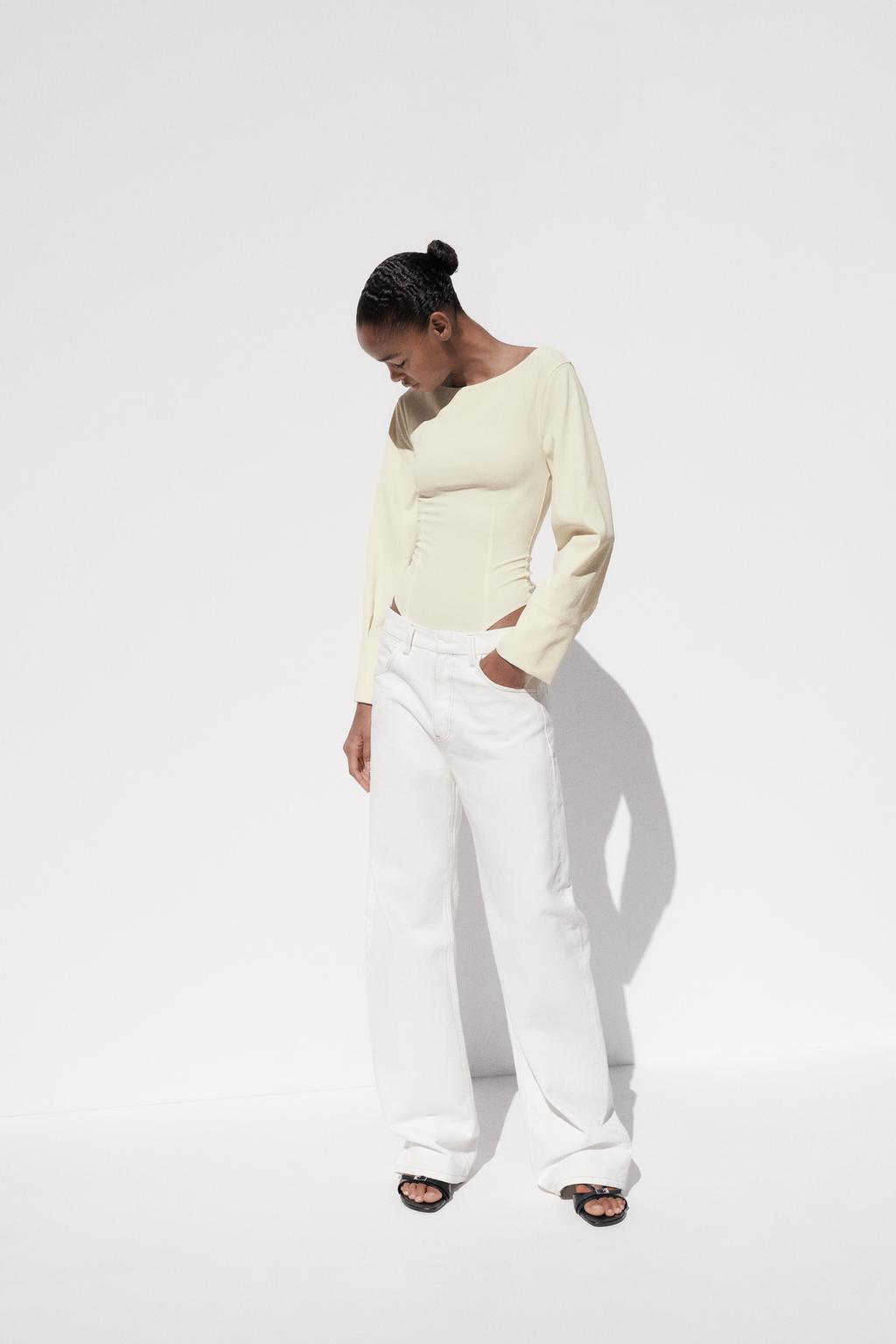 

Боди с вырезом ZARA, экрю