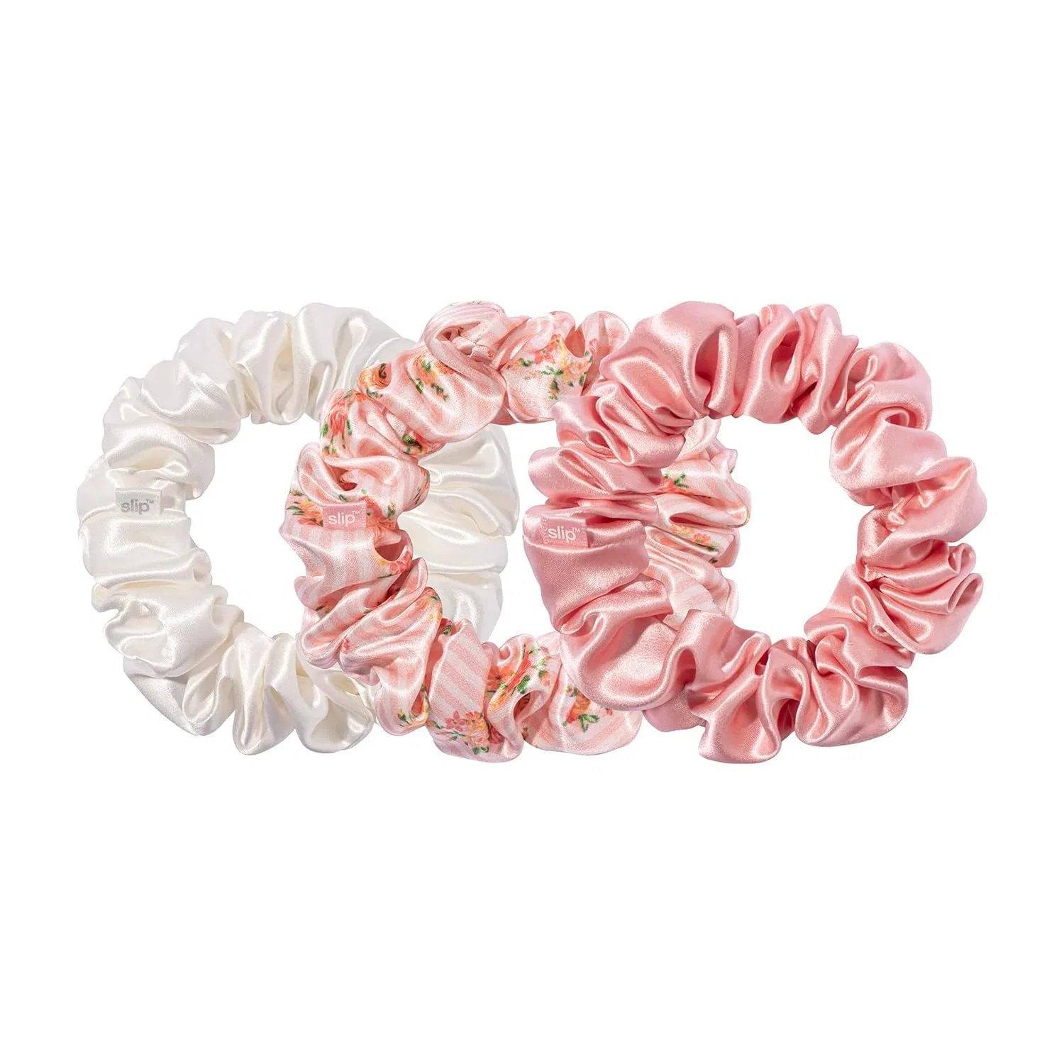 Набор шелковых резинок для волос Slip Silk из 100% тутового шелка, 3 шт. Slip, Pink, White, Petal — фото 2