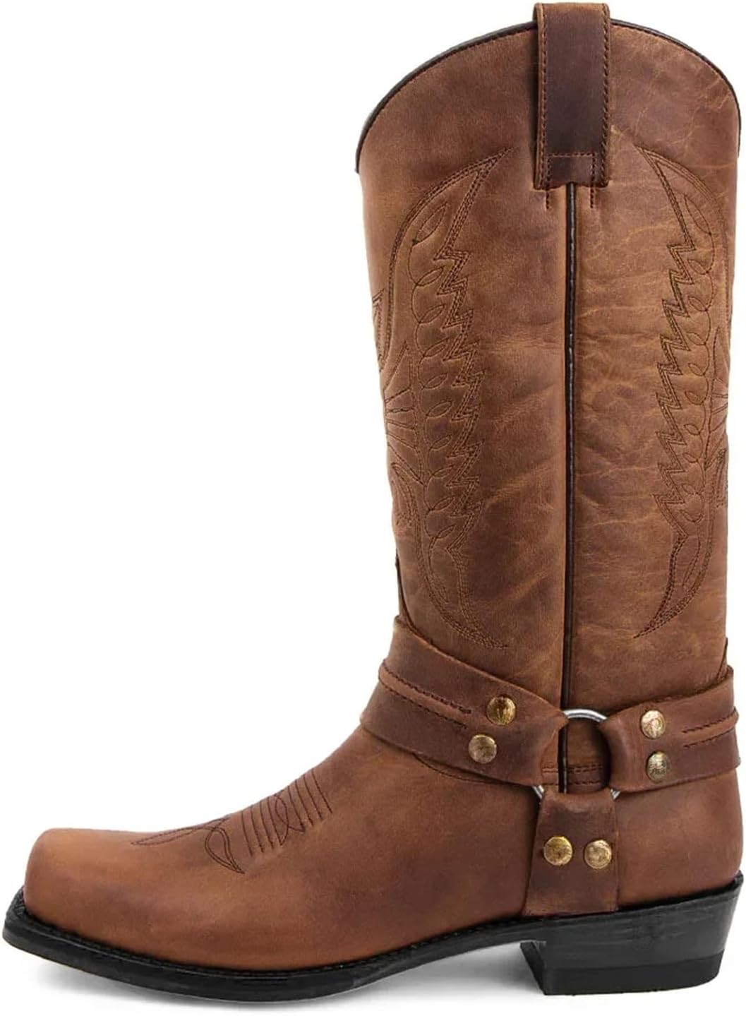 

Ковбойские сапоги для мужчин Винтажные ботинки Рыцаря Кожаные с вышивкой Средний каблук Мотоциклетные сапоги Повседневные западные ботинки Generic, коричневый