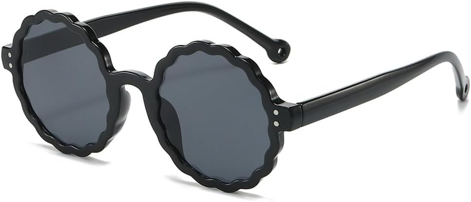 

Солнцезащитные очки LVTFCO Fashion в маленькой круглой оправе с цветочным узором для женщин, защита от УФ-излучения UV400, заклепки для мужчин, черные, один размер, Black