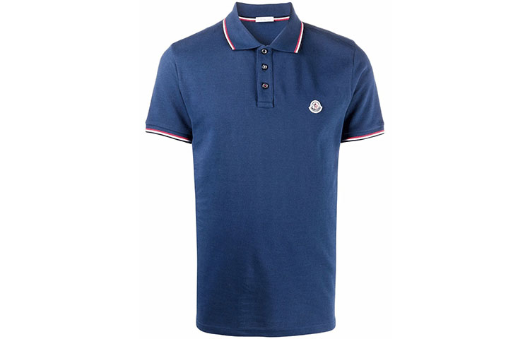 

Поло с логотипом Moncler из пике, синий