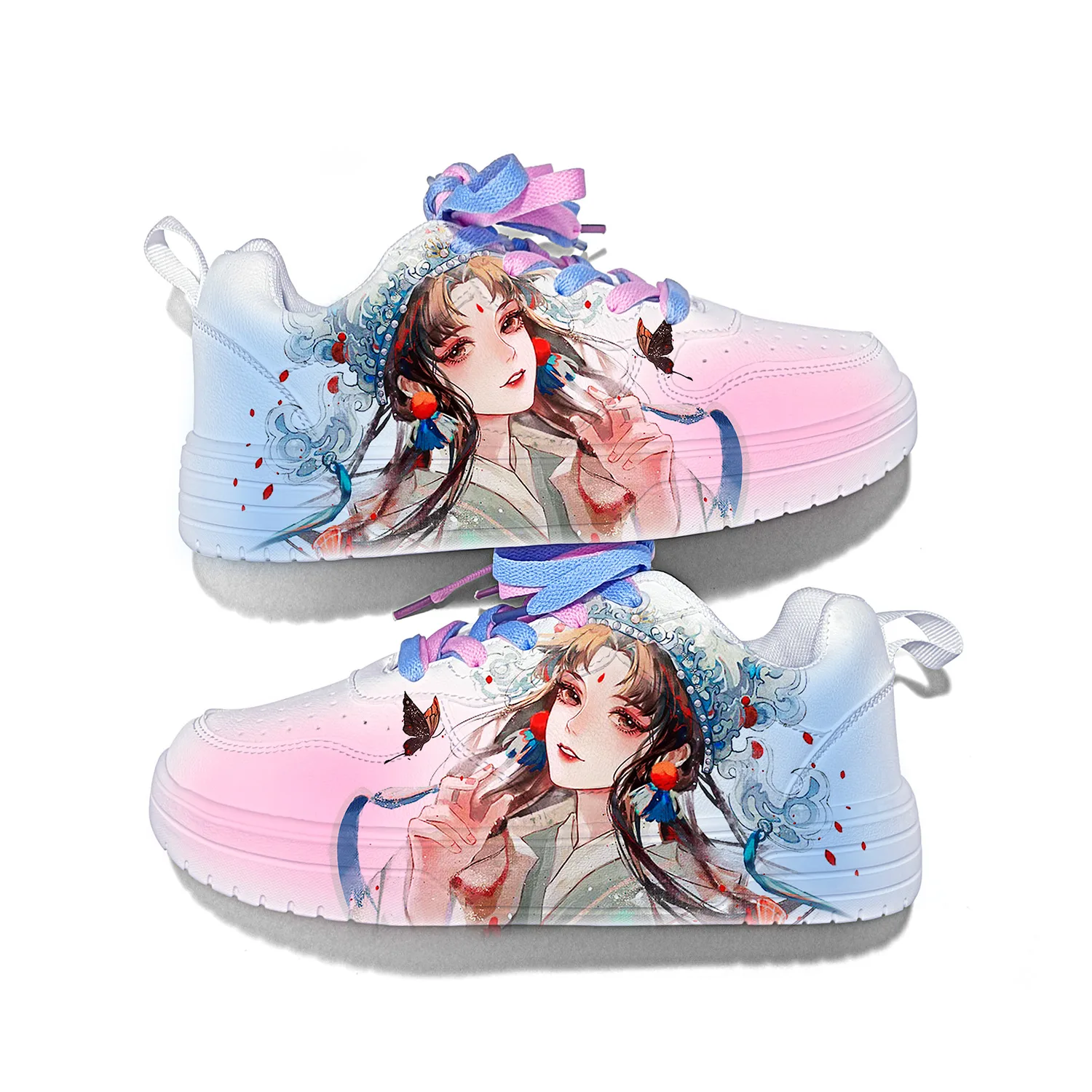 Легкие дышащие скейтерские кеды из искусственной кожи унисекс ZUOLENGCHAN, Red Blue-Chinese Fashion Prima Donna-ZLA2022D-FL1 — фото 4