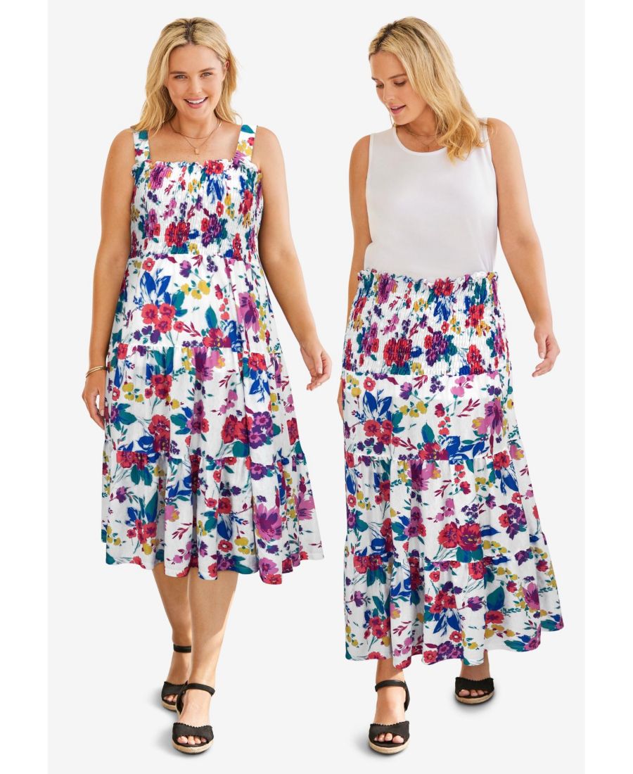 

Платье-трансформер большого размера в юбку Woman Within, White coral floral