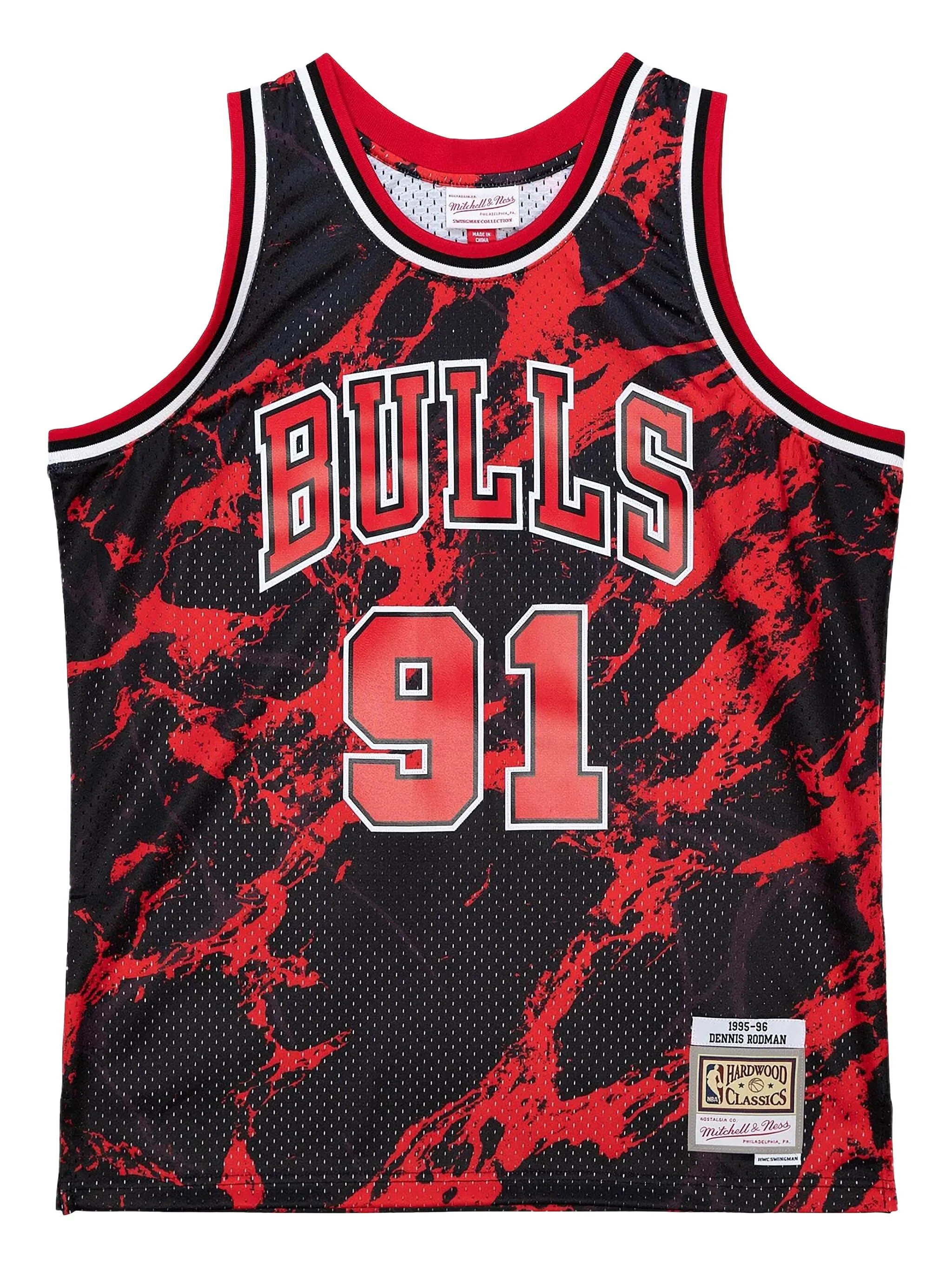 

Топ Chicago Bulls 1997 Dennis Rodman Team Marble Swingman из коллаборации с NBA Mitchell & Ness, черный