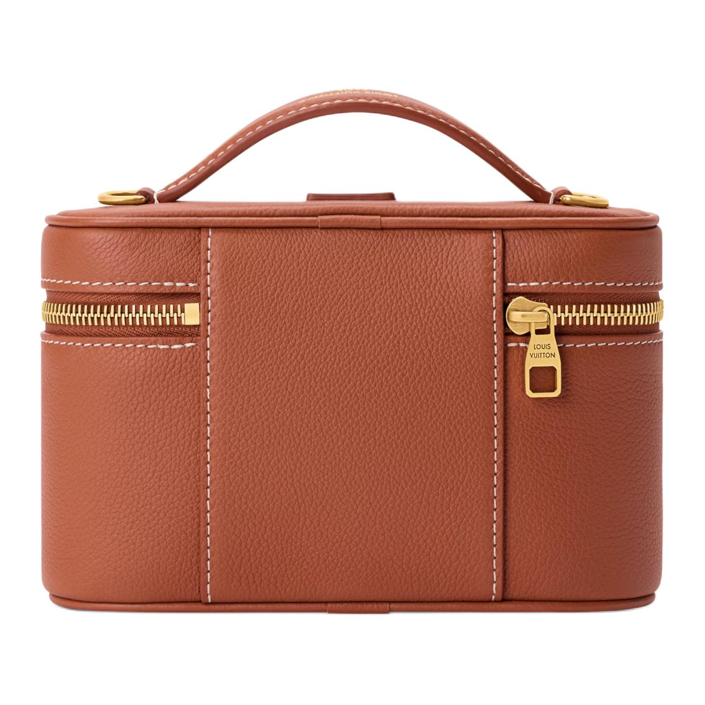 Косметичка Low Key Vanity из телячьей кожи, женская, цвет cognac LOUIS VUITTON, gift set(basic set+box+shopping bag) — фото 3