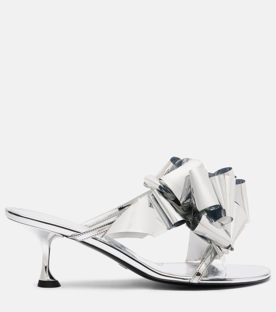 Босоножки-муле Tee Souvenir из зеркальной кожи Proenza Schouler, Silver — фото 4