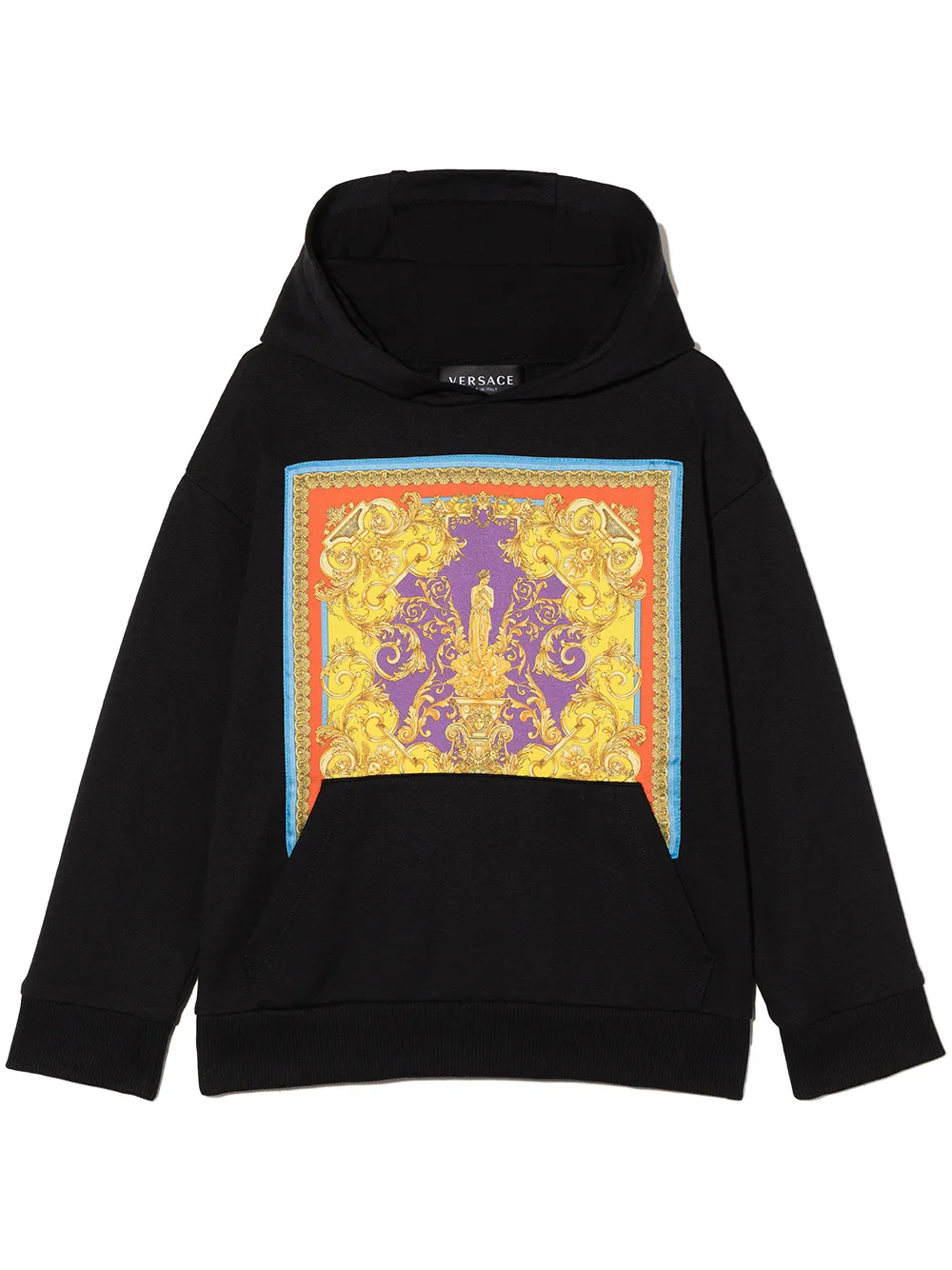 

Худи с принтом Barocco Goddess Versace Kids, черный