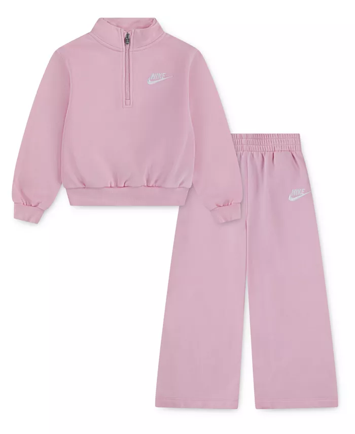 

Детский комплект из 2 предметов: топ и широкие брюки Club Fleece для девочек Nike, розовый