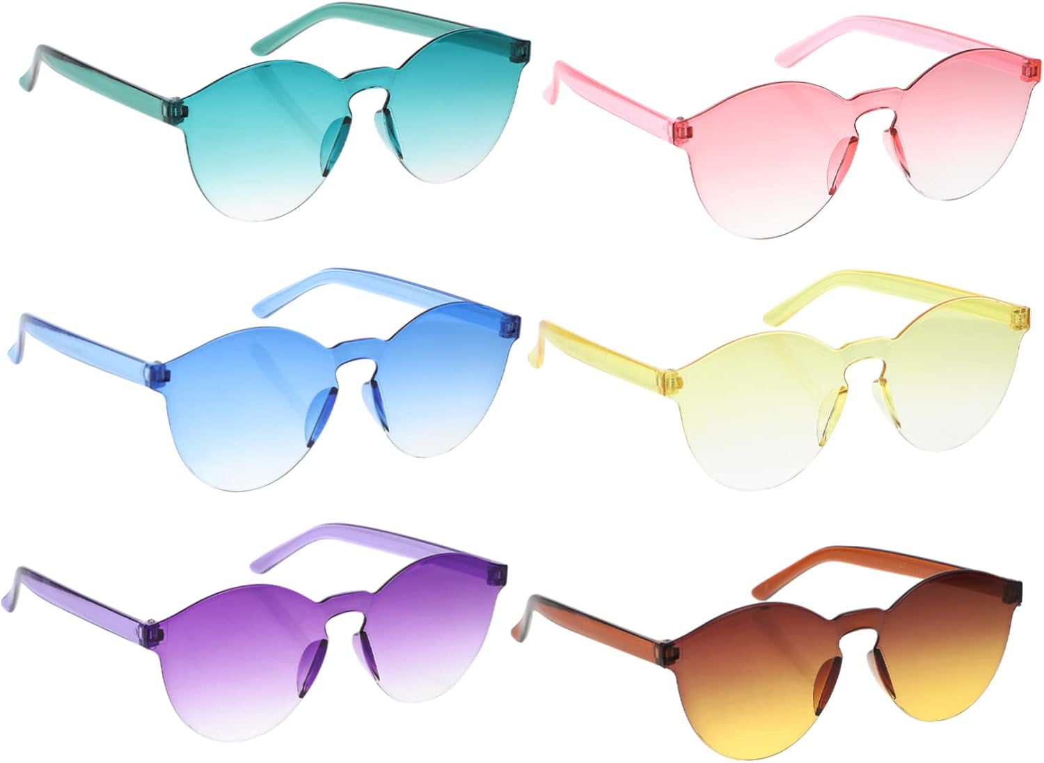 

BESTYASH 6 шт. Солнцезащитные очки без оправы с градиентным цветом, повседневные очки для пляжных вечеринок и отдыха, стильный реквизит для фотосессий для мужчин и женщин, Assorted Color