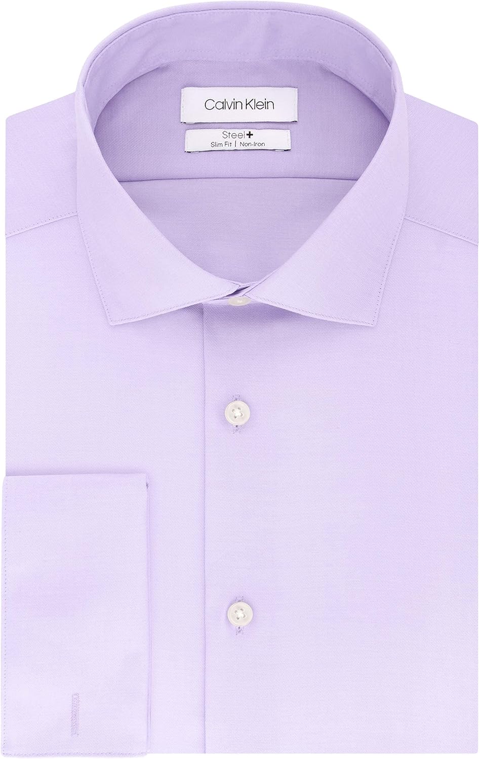 Мужская рубашка Calvin Klein Slim Fit Non Iron Solid French Cuff с манжетами - эксклюзивно на Amazon, Lilac — фото 3