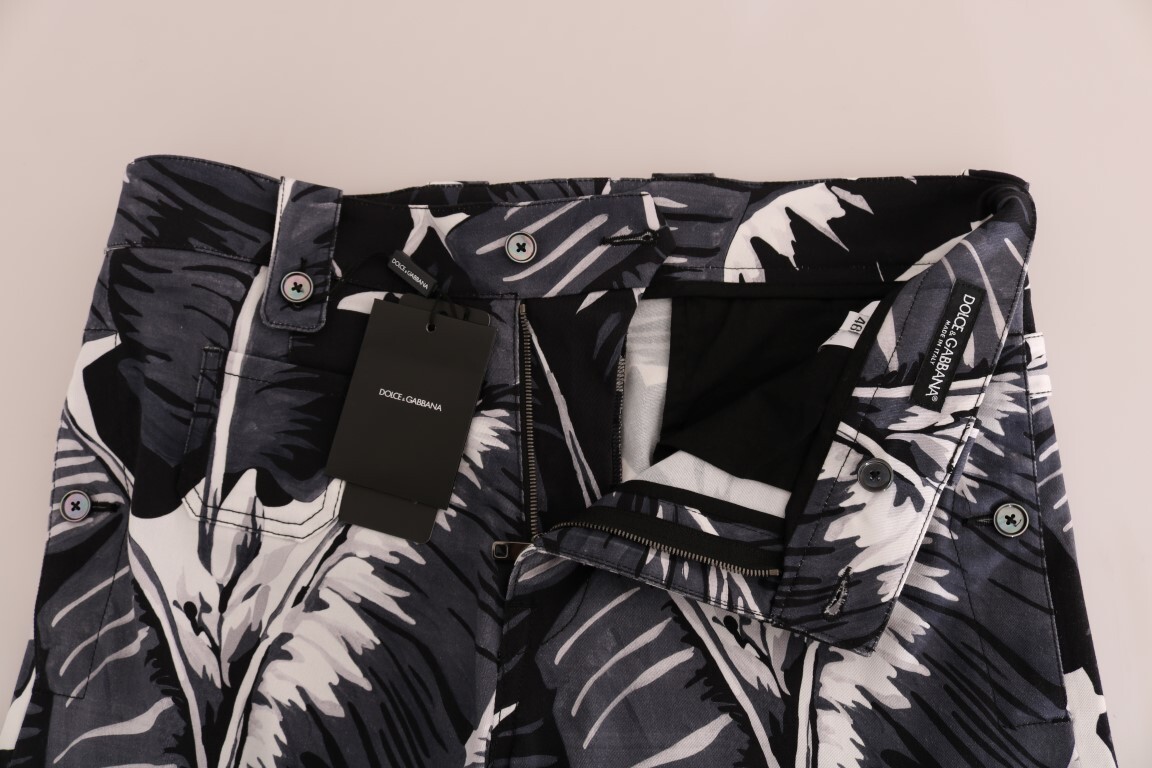Элегантные повседневные брюки-капри с принтом «банановый лист» Dolce & Gabbana, черный — фото 4