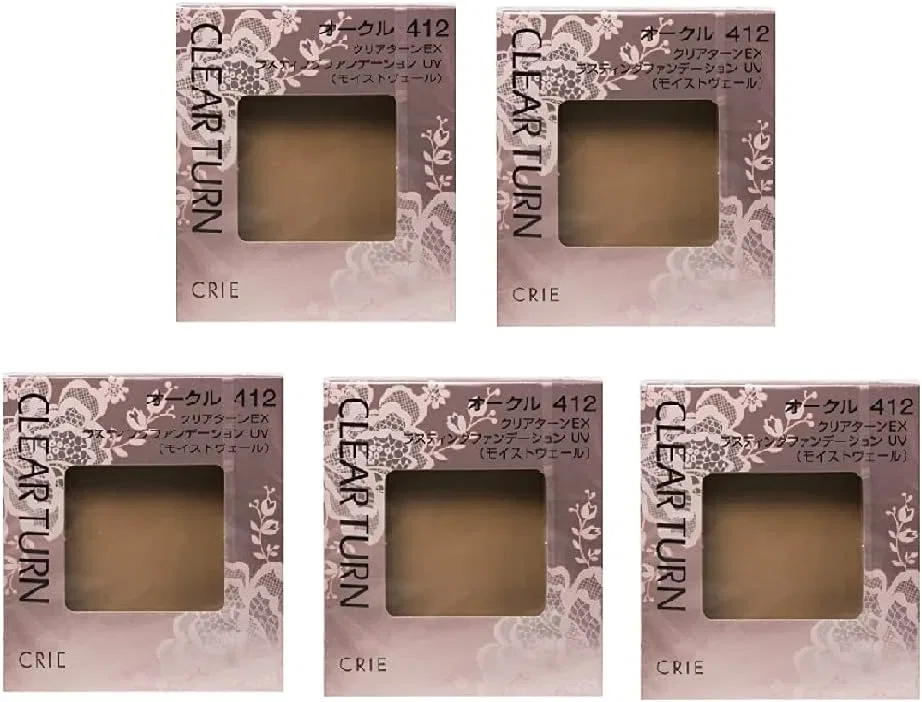 Тональная пудра кремообразная Crie Clear Turn EX Lasting Foundation UV Moist Veil, набор 5 шт., прозрачная