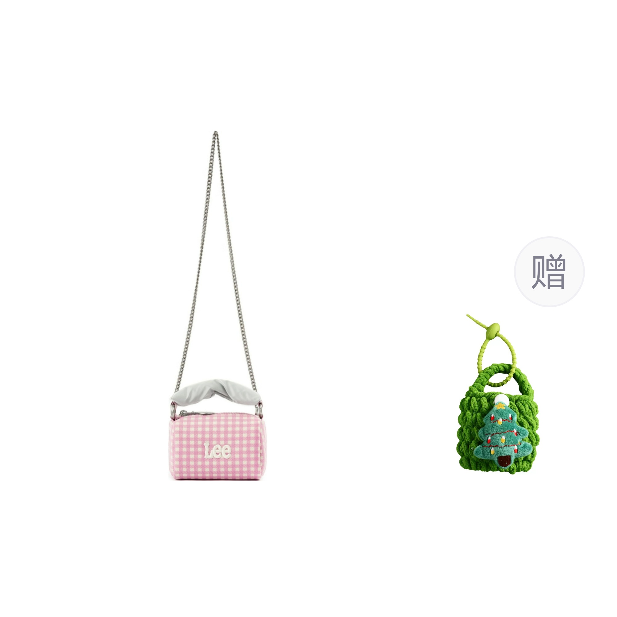 

Lee Миниатюрная женская сумка из ткани в розовую клетку, Pink Plaid-Includes Chain