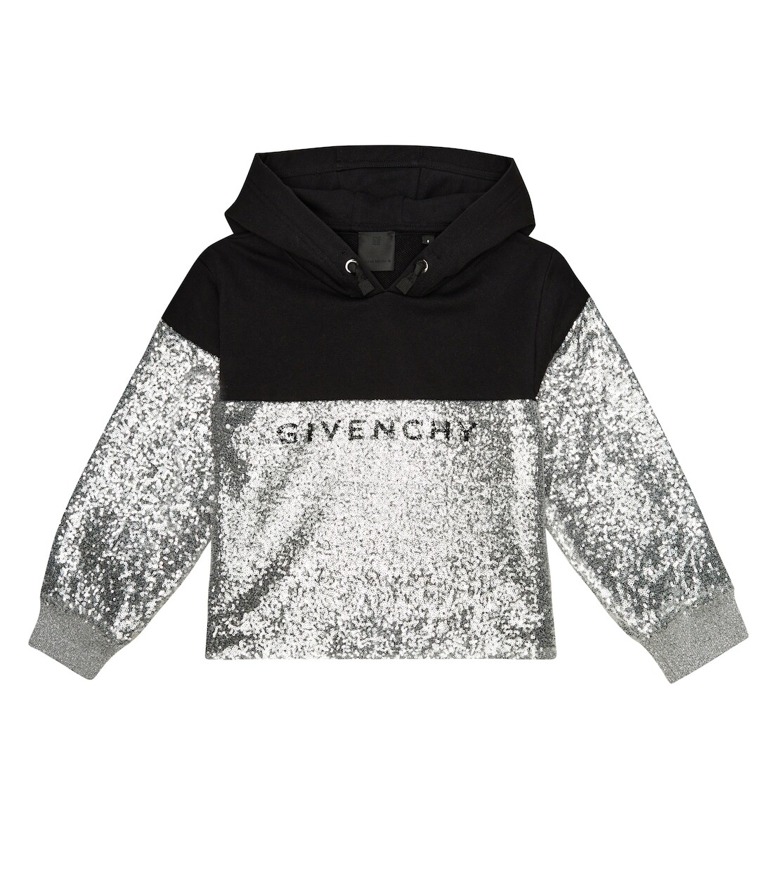 

Худи из смесового хлопка с логотипом и пайетками Givenchy Kids, черный