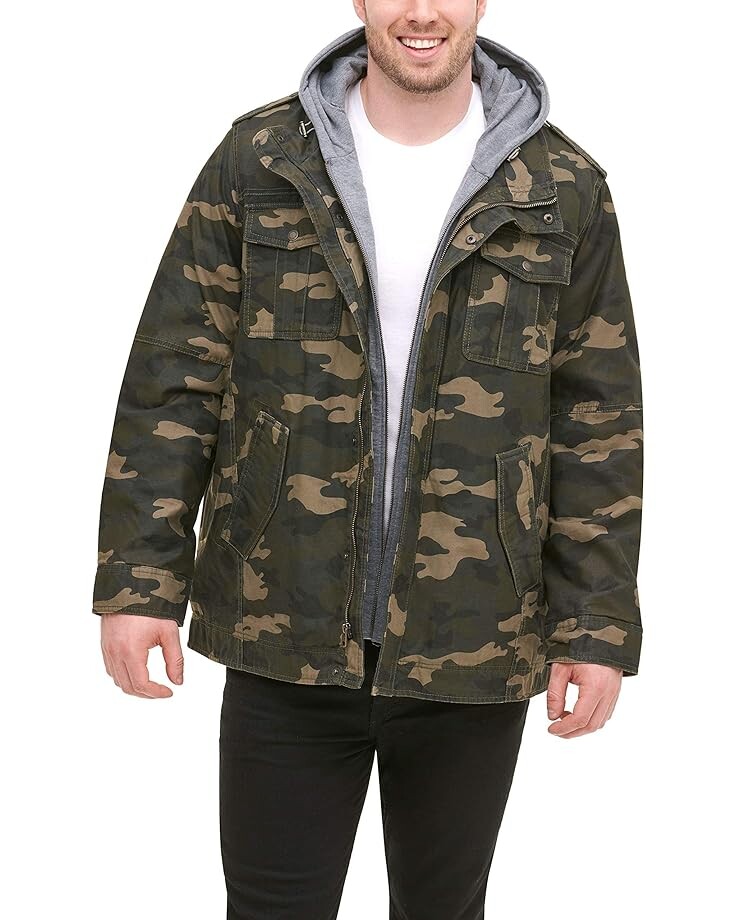 

Куртка Levi's Levi's Washed Cotton Hooded Military Jacket, цвет Camouflage