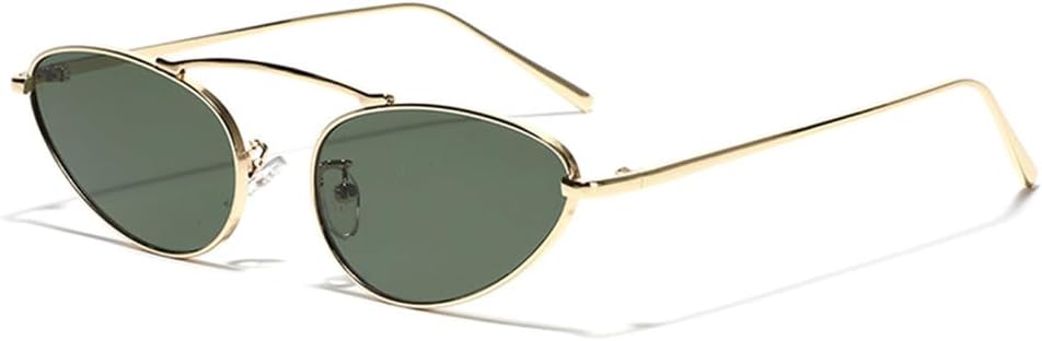 

Металлические солнцезащитные очки для женщин, винтажные солнцезащитные очки для мужчин, защита от УФ-излучения UV400, зеленые, черные, женское украшение VFDHN, Gold With Green