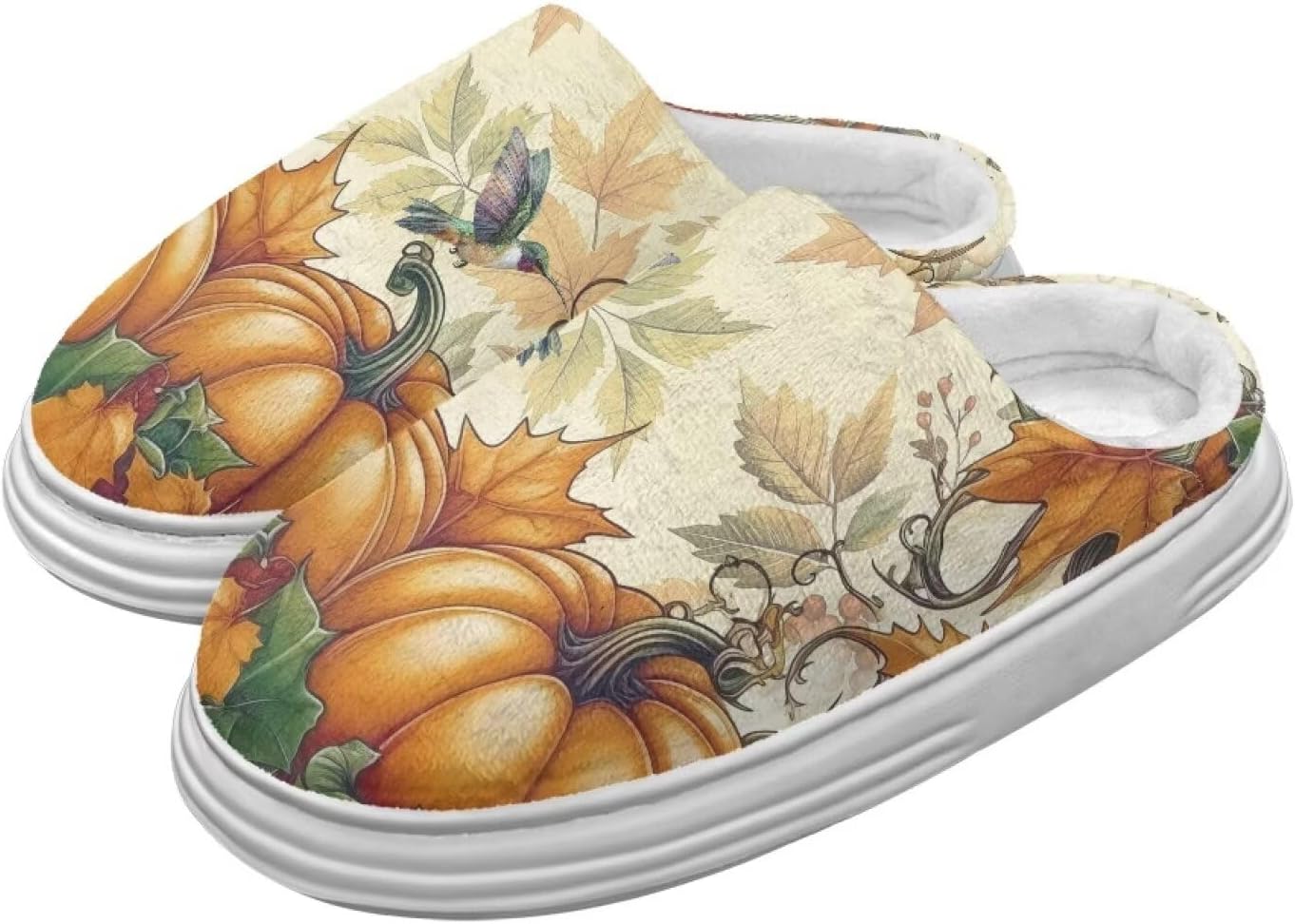 

Тапочки Chririnla на День Благодарения для женщин и мужчин, мягкие, уютные, комфортные, плюшевые, легкие, без шнурков, для дома и улицы, с противоскользящей подошвой из EVA, Fashionable Pumpkin