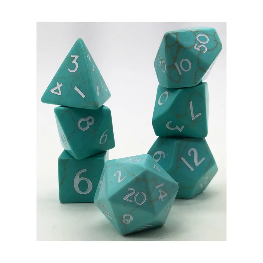 

Набор Poly — зелено-бирюзовый с белым (7), Semi Precious Stone Dice (Level Up Dice)