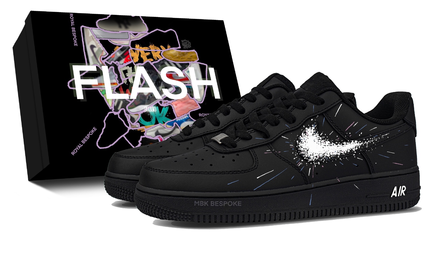 

Nike Кроссовки Air Force 1 Dark Night Star Blast, в коробке, износостойкие низкие, для скейтбординга, унисекс, черный с белыми элементами