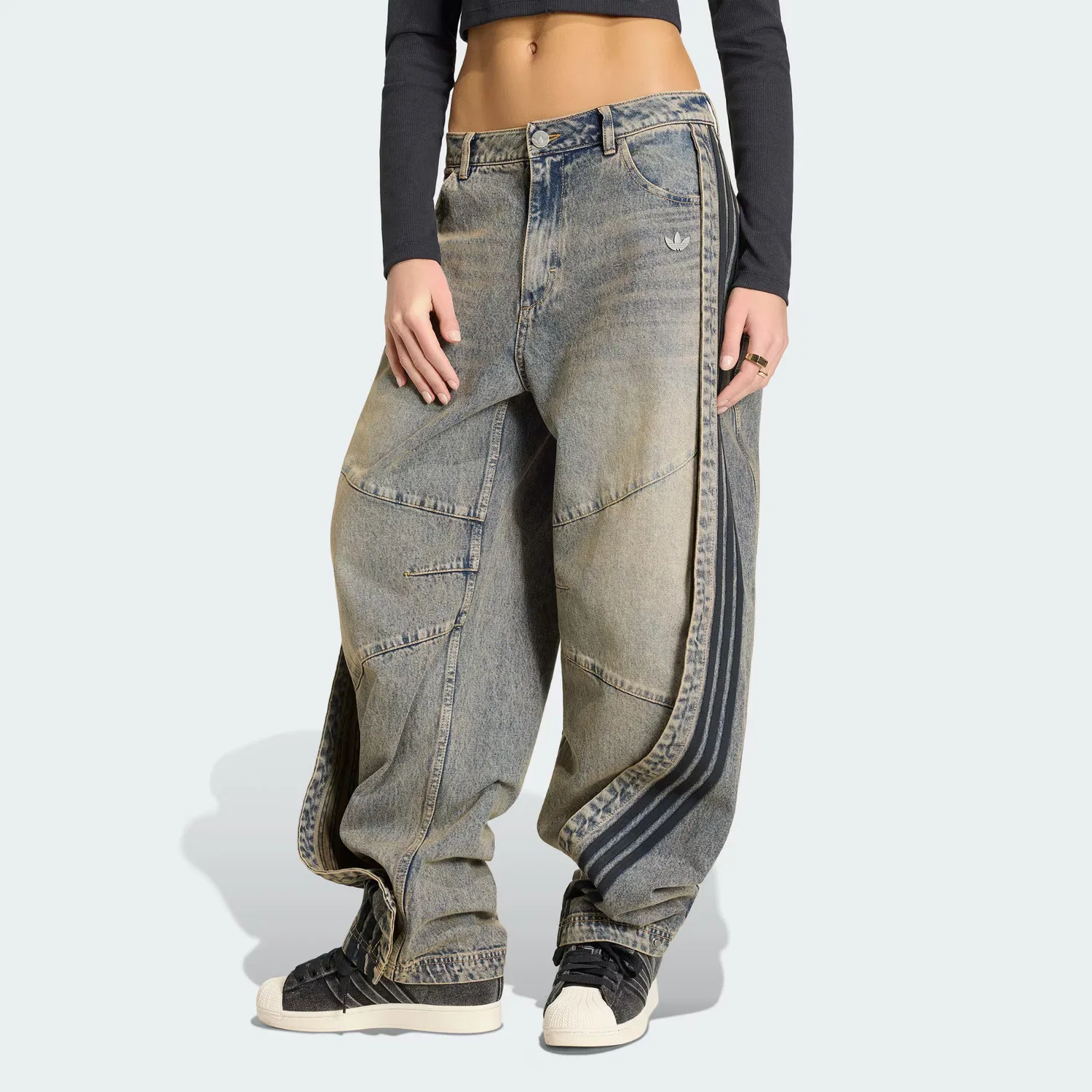 Джинсы женские ADILENIUM 5.0 BANANA OVERLAY JOGGERS Adidas Originals, Pink Brown — фото 4