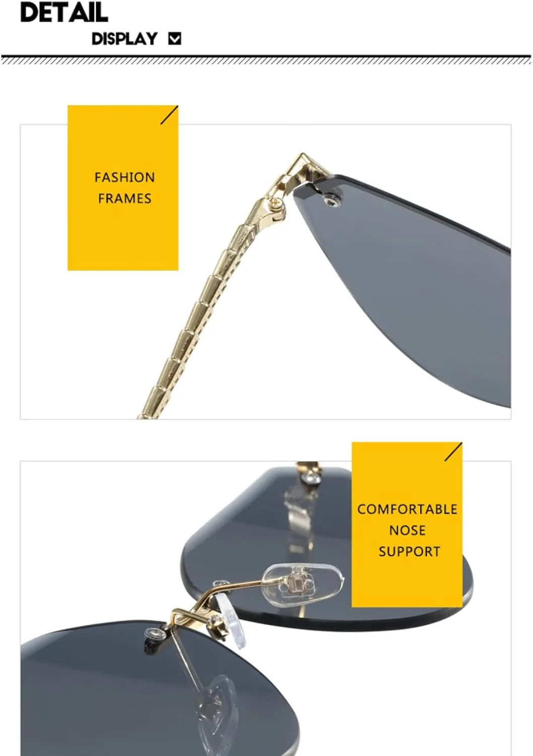 

Солнцезащитные очки «кошачий глаз» без оправы, для женщин и мужчин, с роскошными линзами, в стиле ретро, ​​защита от УФ-излучения UV400 TOIPASTN, Blue Tea