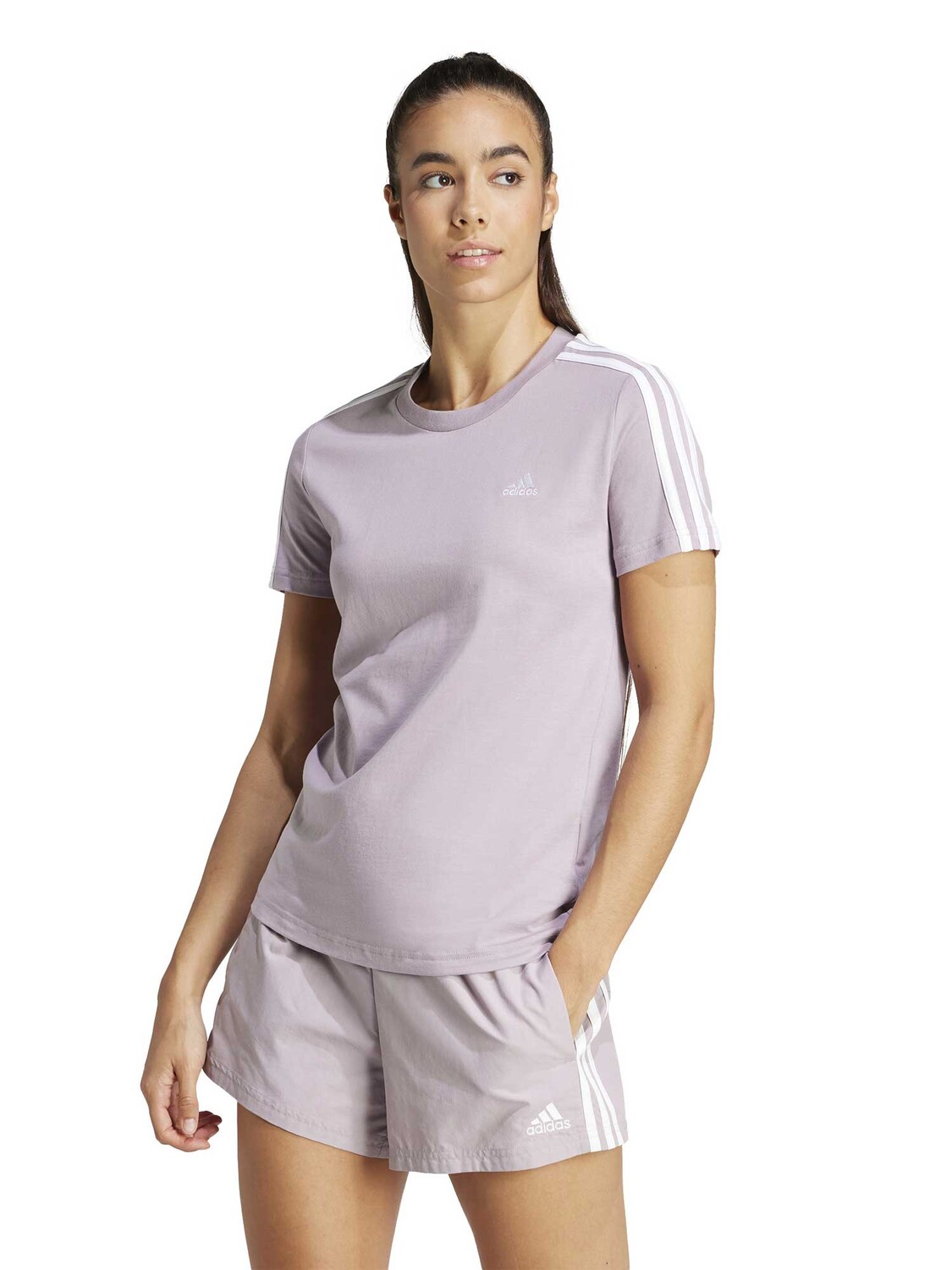 

Футболка Adidas Sportswear Essentials Slim 3-Stripes T-Shirt, розовый