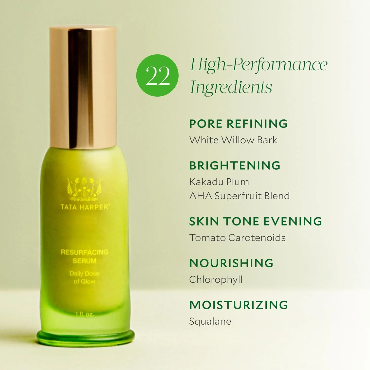 Сыворотка для лица Tata Harper Resurfacing Serum, осветляющая, для ежедневного сияния, с AHA/BHA кислотами, натуральный уход за кожей, 30 мл — фото 3