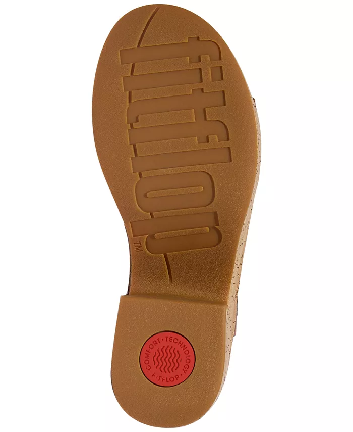 Женские босоножки на пробковой платформе с кожаными ремешками FitFlop, коричневый — фото 4