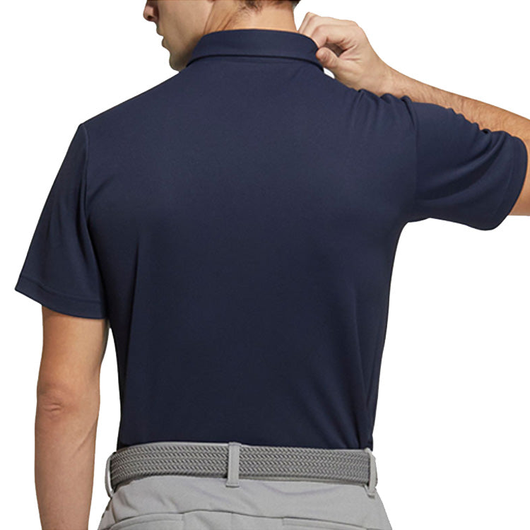 Футболка Men's adidas Solid Color Logo Printing Casual Short Sleeve Navy Blue Polo Shirt H64608 — фото 3