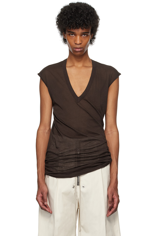 

Футболка Hollywood с глубоким V-вырезом Rick Owens, цвет mahogany