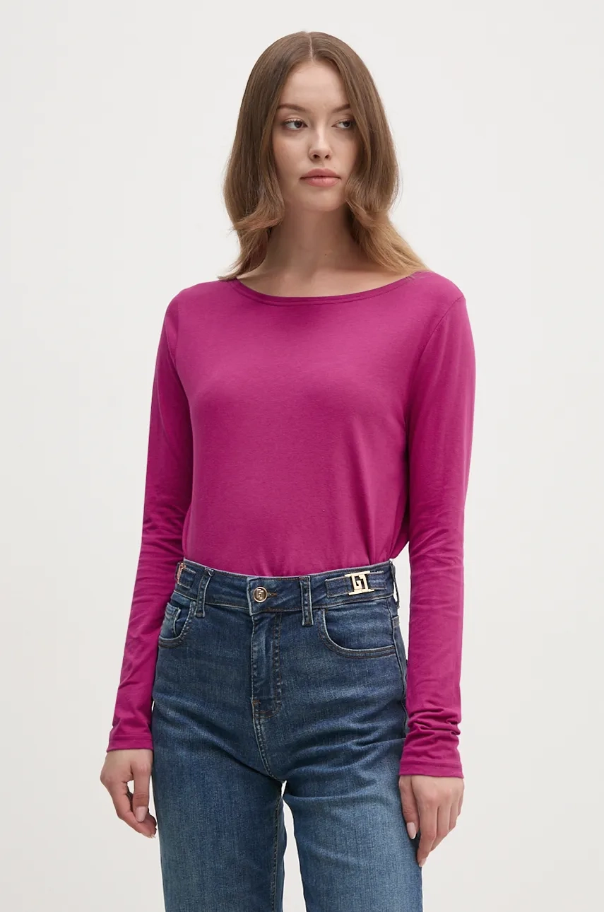 

Хлопковый топ с длинными рукавами United Colors of Benetton, розовый