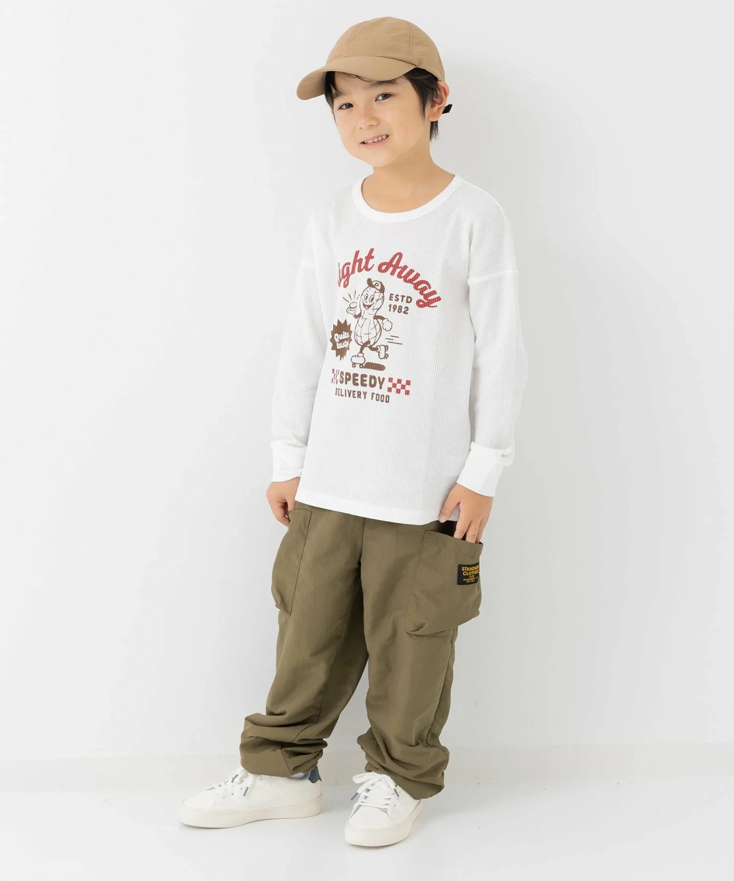 Футболка с длинными рукавами и вафельным принтом Chil2, G Peanut/White — фото 4
