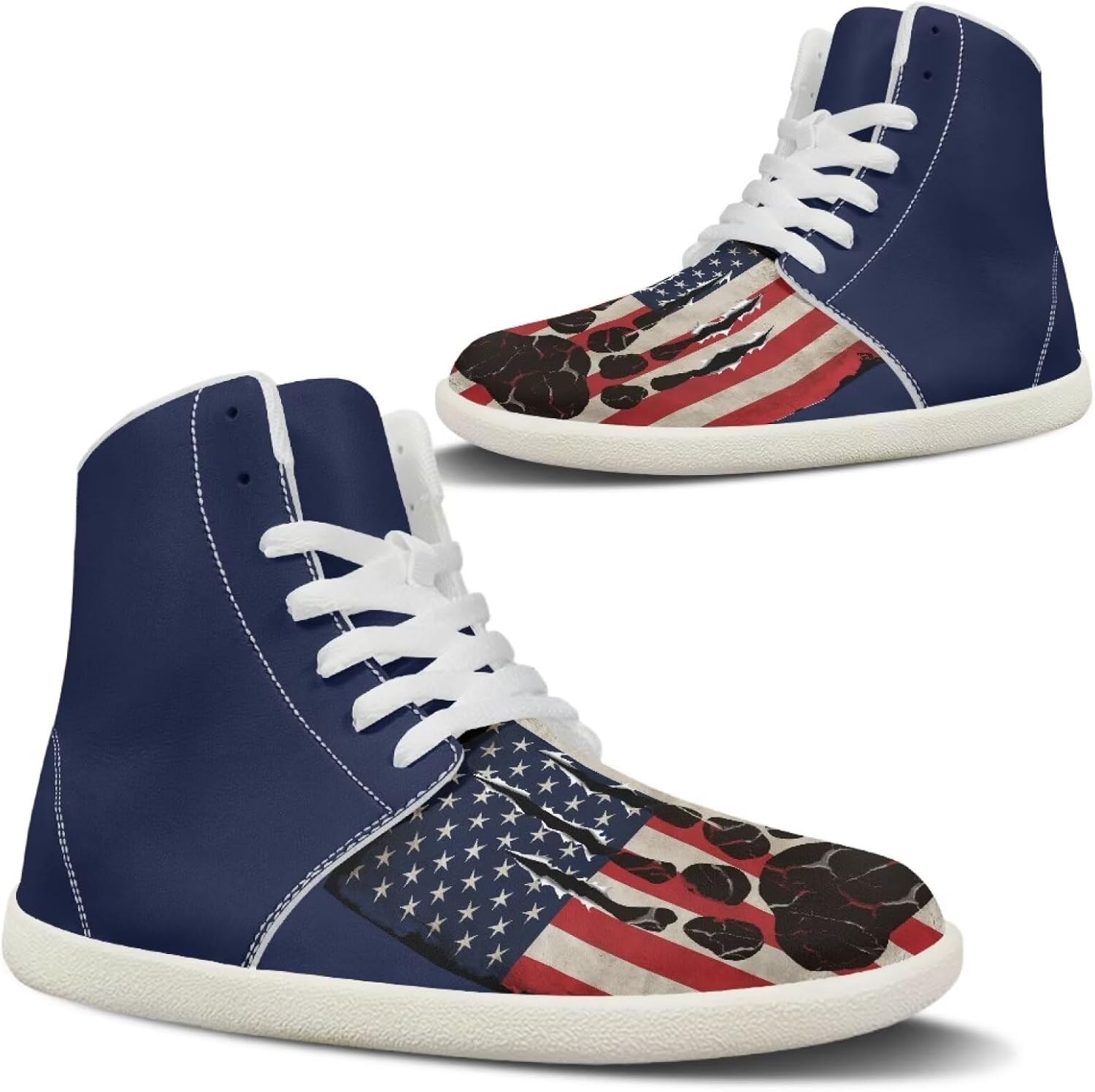 

Мужские модные кроссовки, комфортная платформа, повседневная обувь из искусственной кожи для взрослых, уличный треккинг, размеры США 5-14 Quxjehoe, American Flag Paw Print