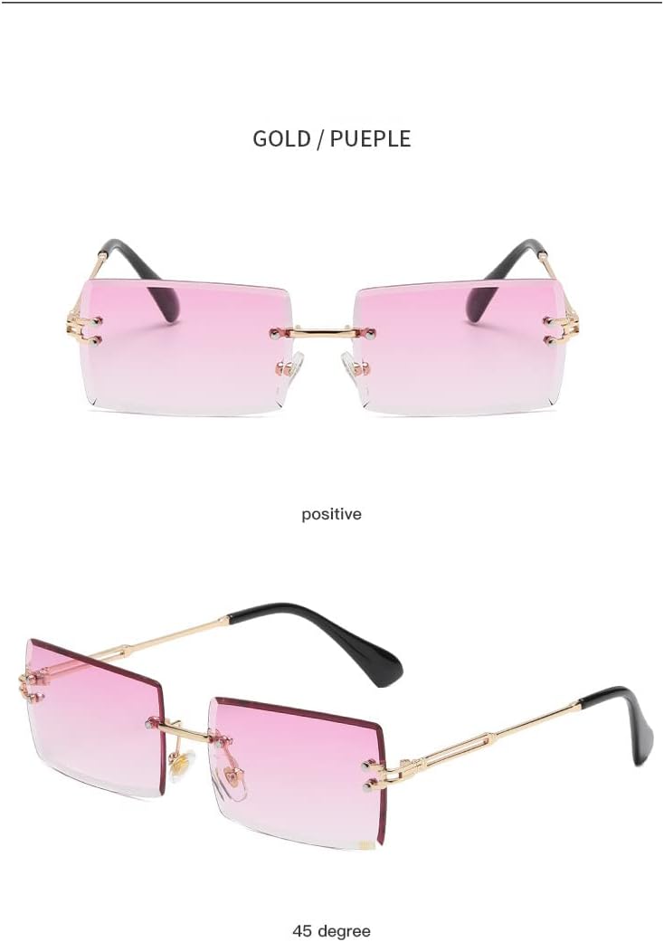 

Солнцезащитные очки HANDA прямоугольной формы без оправы для женщин и мужчин, с защитой от УФ-излучения UV400, квадратной оправой и металлическим каркасом Generic, Purple