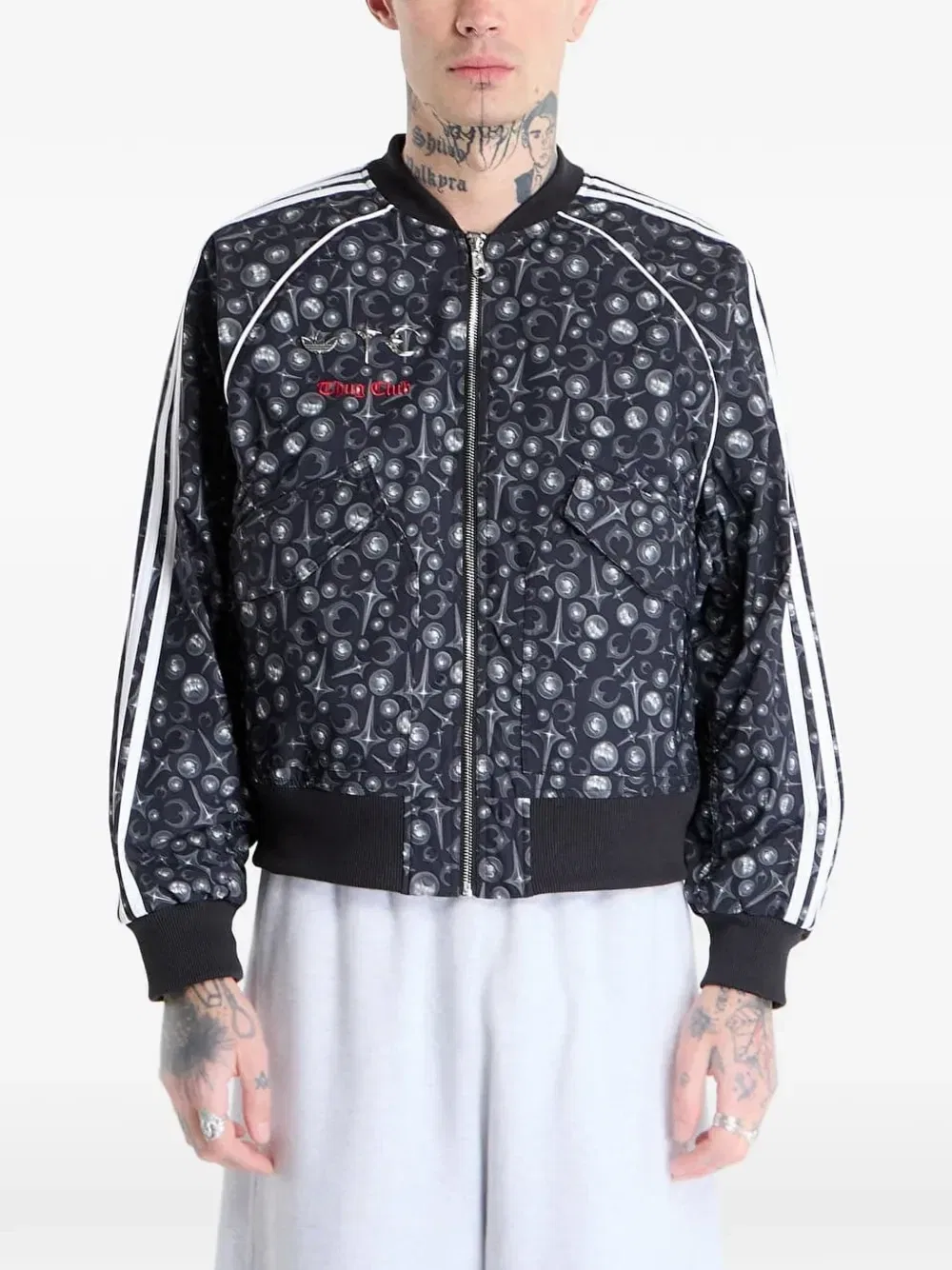 Куртка Thug Club Superstar с принтом в полоску Adidas, черный