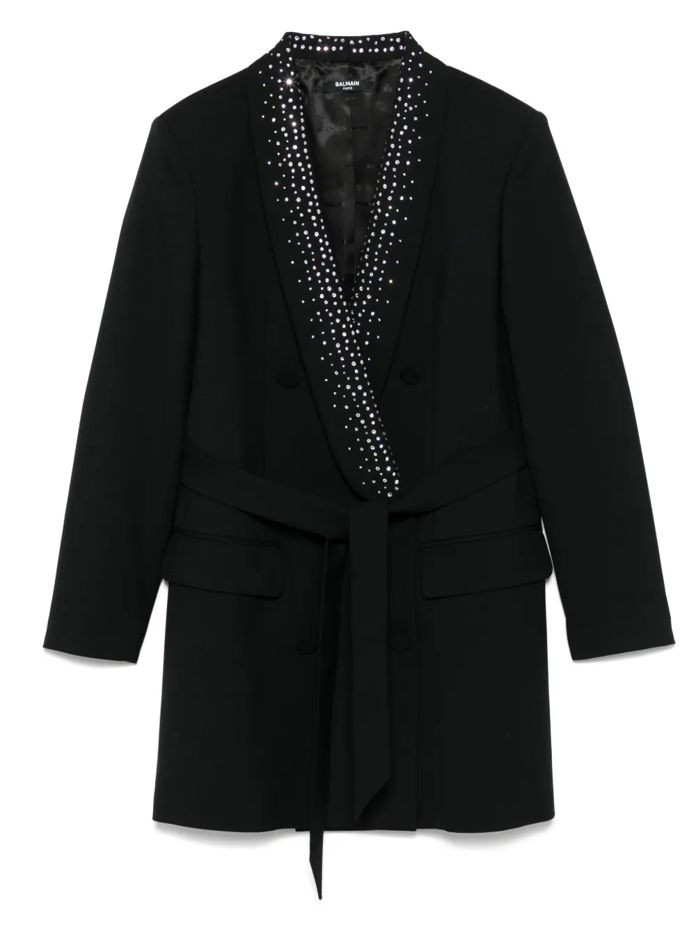 

Платье, украшенное стразами Balmain Kids, черный