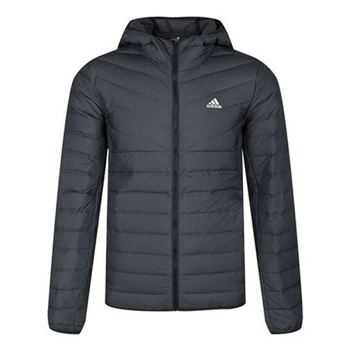 

Пуховик adidas Varilite 3s H J Stay Warm Outdoor logo hooded down Jacket Black, черный