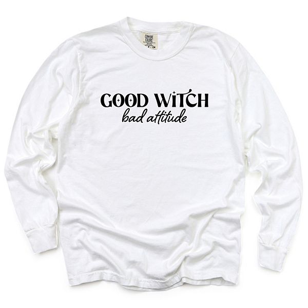 

Good witch bad attitude garment dyed лонгслив Simply Sage Market, White