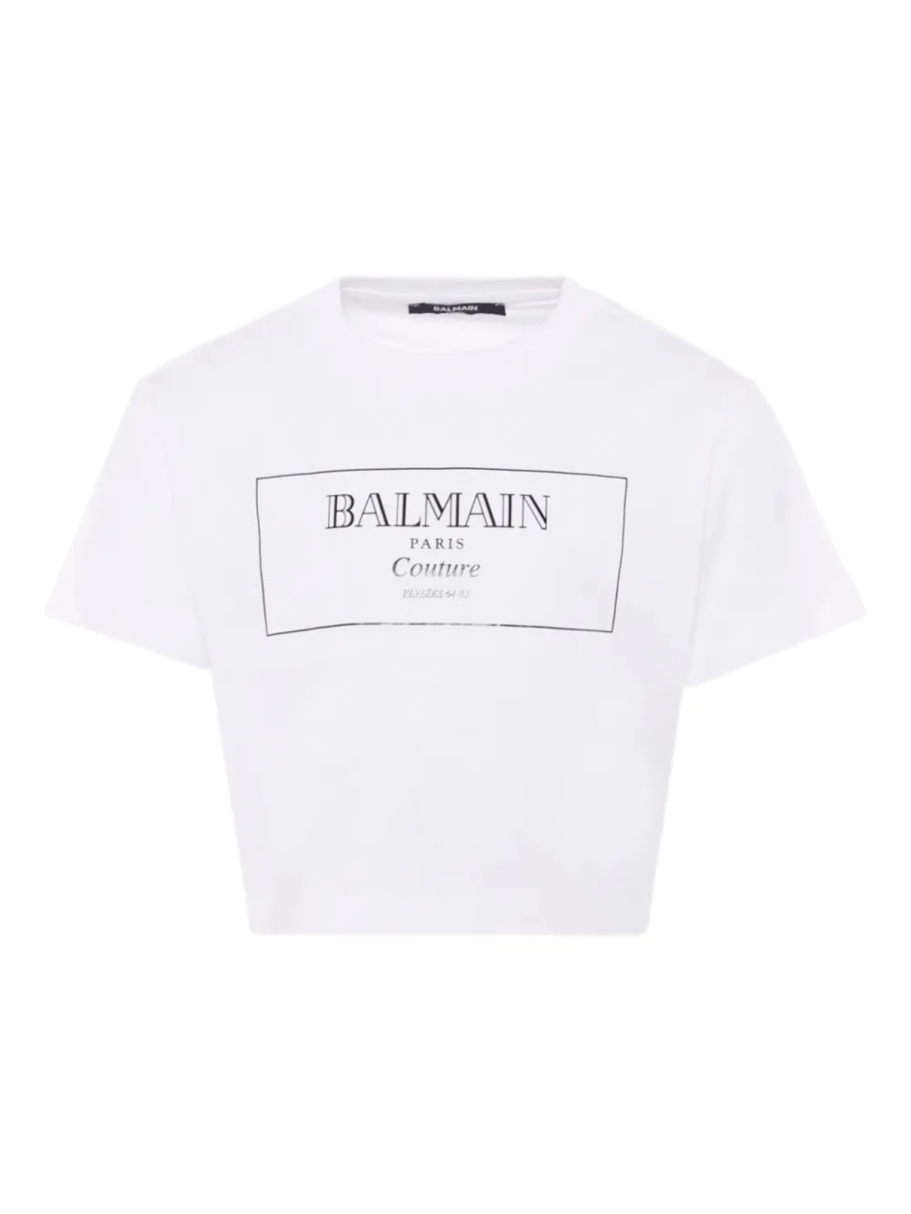 

Укороченная футболка с логотипом Balmain Kids, белый