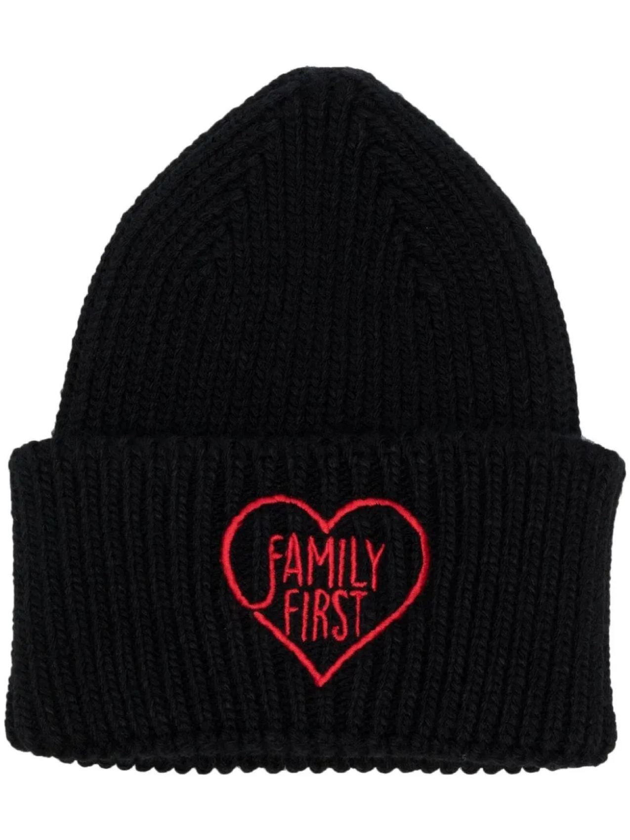 

Family First шапка бини в рубчик с вышитым логотипом, черный