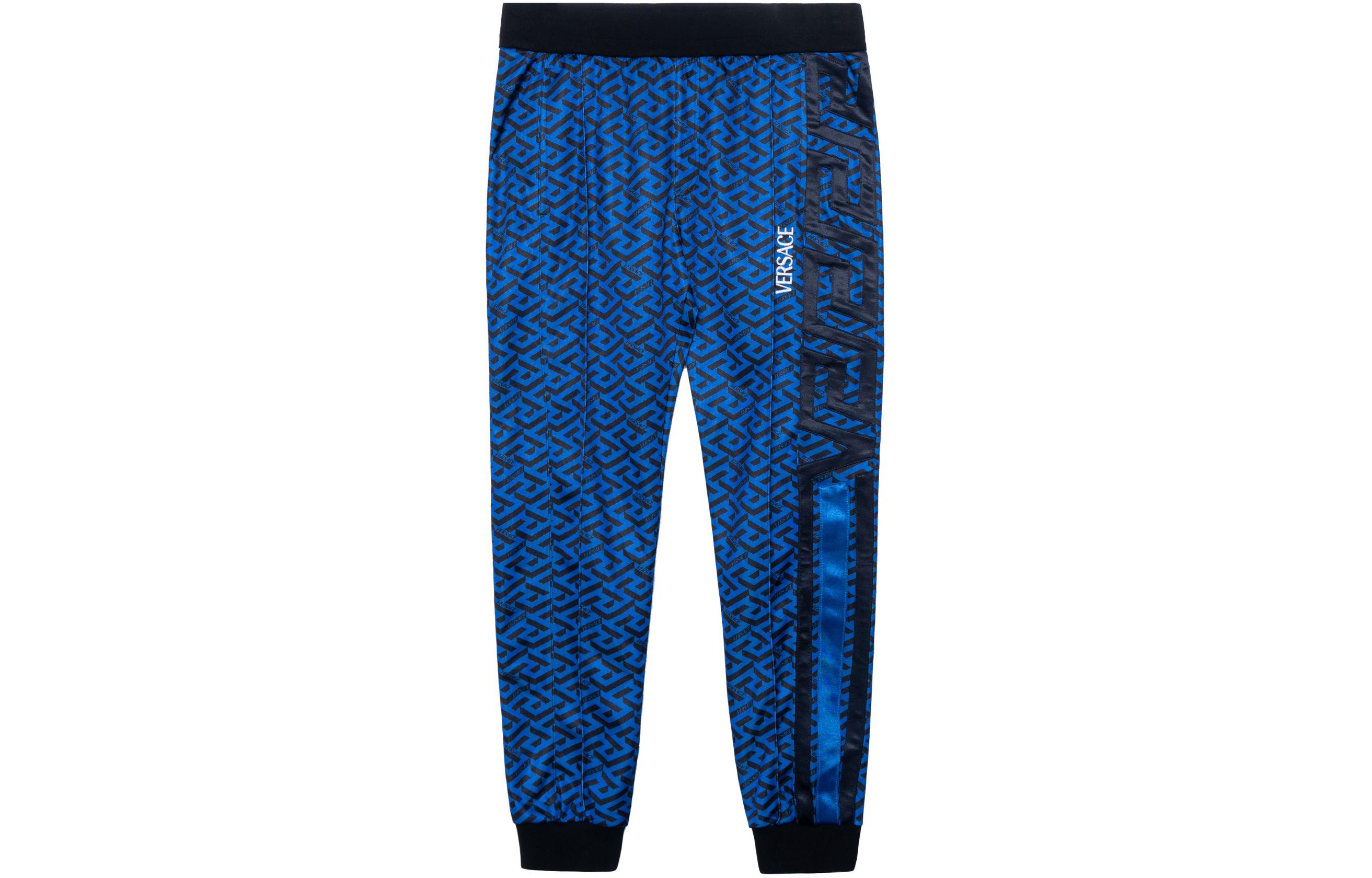 

Двухцветные монограммные спортивные брюки VERSACE, синие
