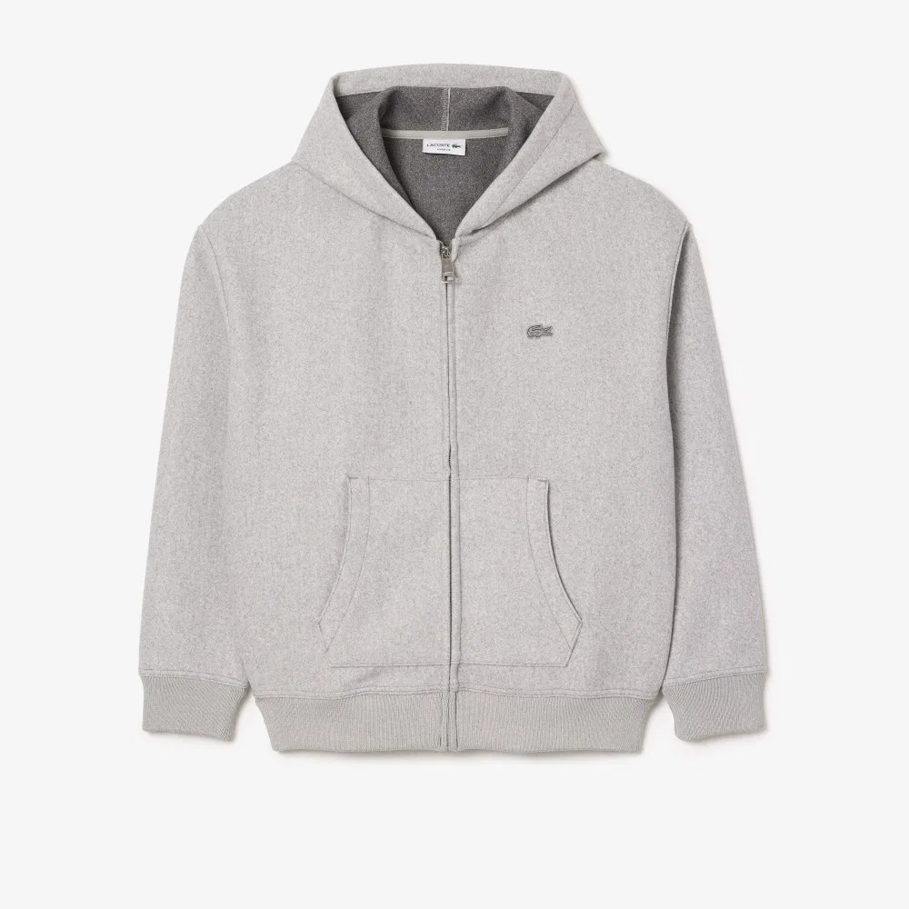 Мужская фланелевая толстовка на молнии серого цвета от Lacoste — фото 4