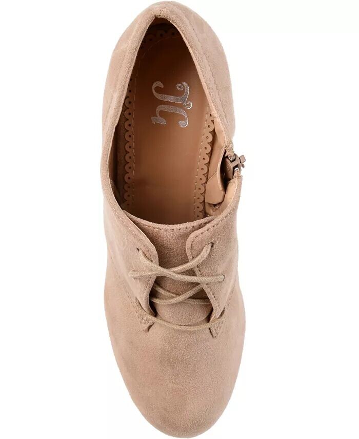 Женские полусапоги Leona Lace Up Dress Shooties Journee Collection, коричневый/бежевый — фото 4