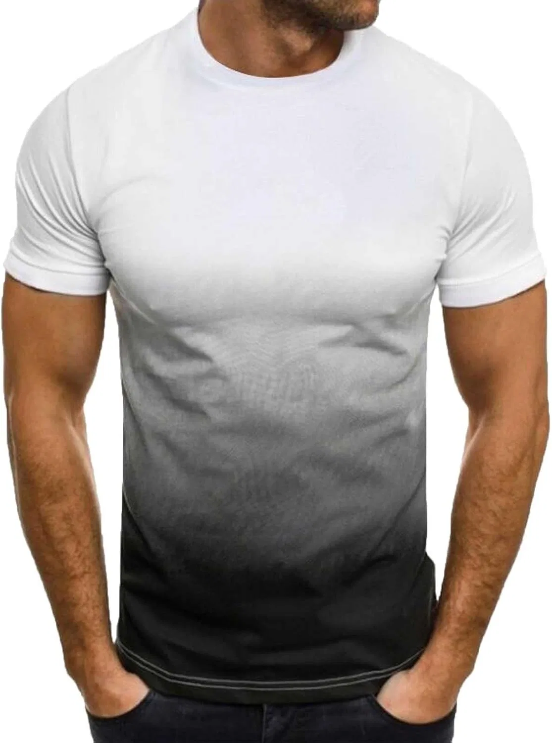 Футболка мужская омбре, Slim Fit, белый