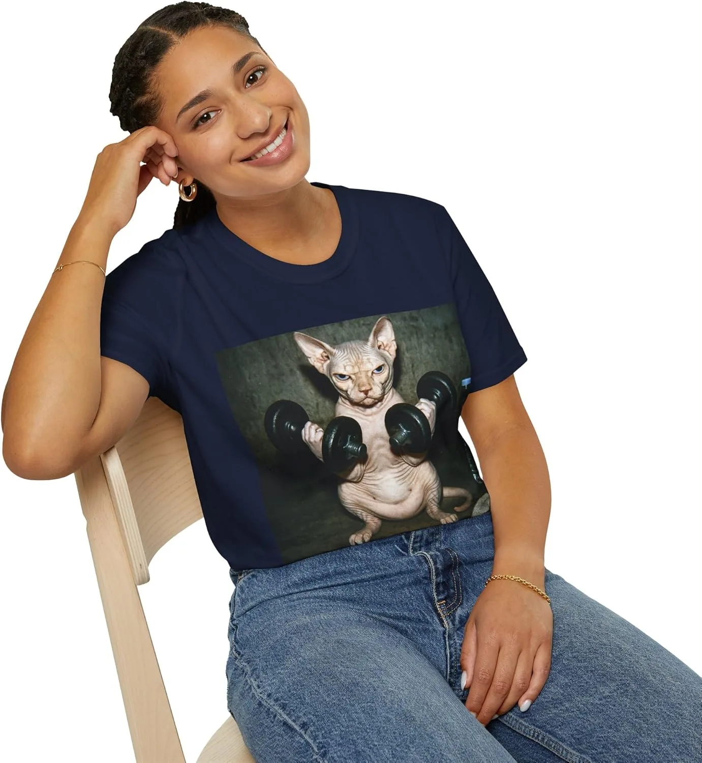 Футболка с принтом Sphynx Cat для любителей спортзала — фото 2