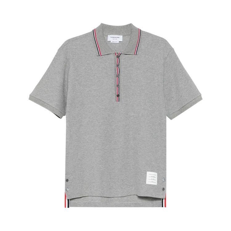 

Поло Thom Browne Short-Sleeve Rib Cuff Polo with RWB Stripe 'Light Grey'