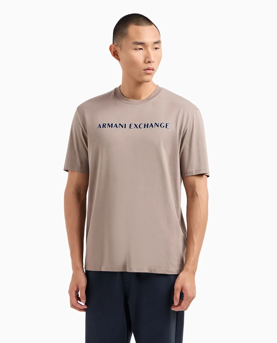 

Мужская футболка из органического хлопка с логотипом Armani Exchange, цвет Topo